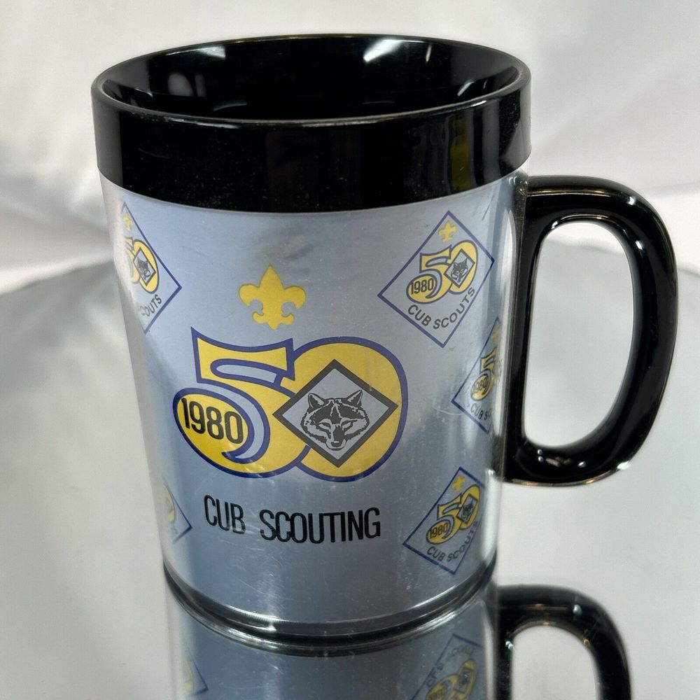 VINTAGE 1980 50TH ANNIVERSARY CUB SCOUT THERMO‎ SERV MUG CUP BSA BOY SCOUT MU